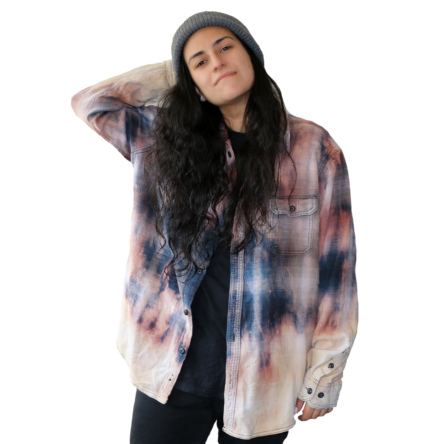 Bleach-Dyed IRBA Skull Flannel (Large)