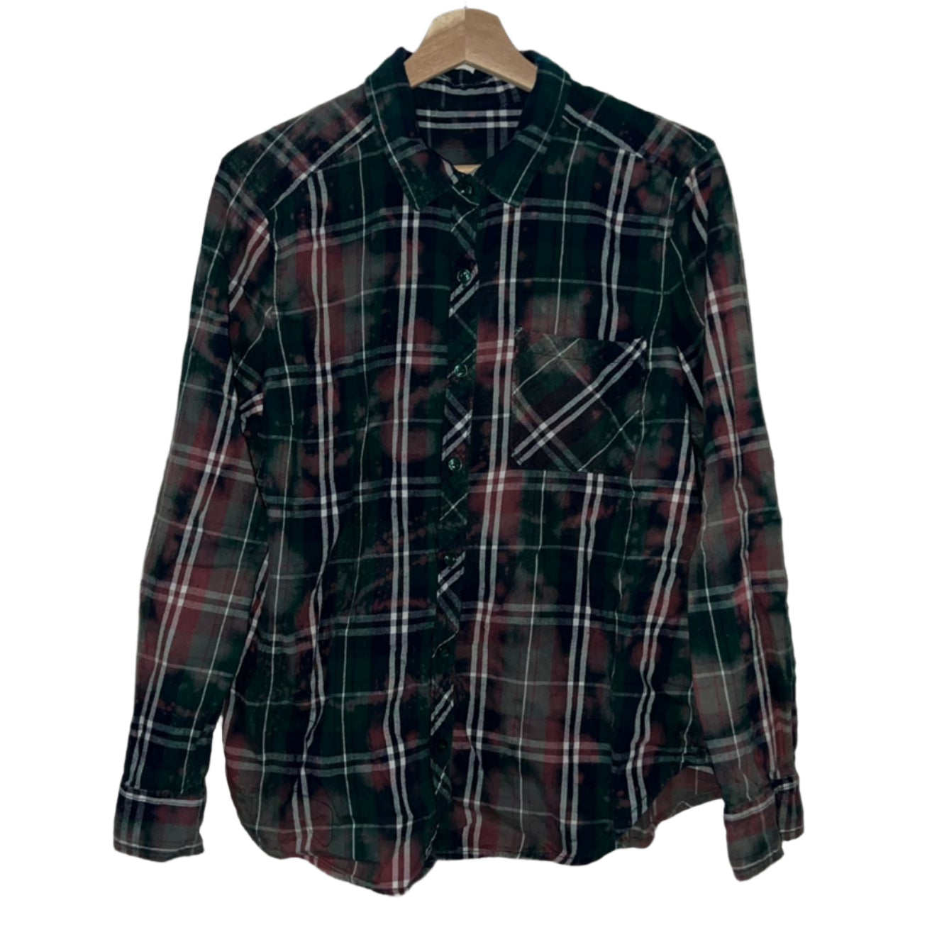 Bleach-Dyed Deathcore Green Flannel (M)