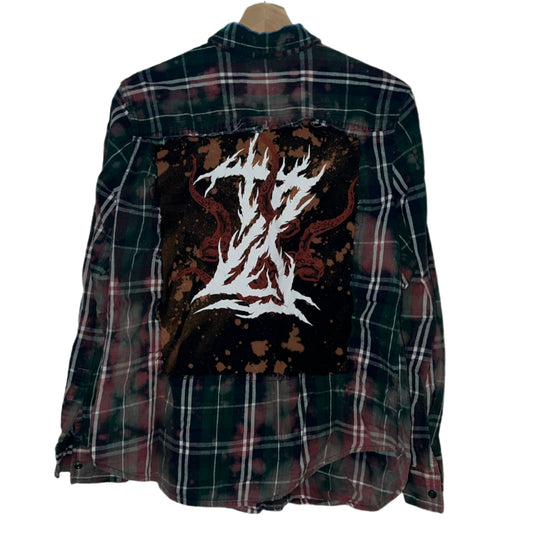 Bleach-Dyed Deathcore Green Flannel (M)